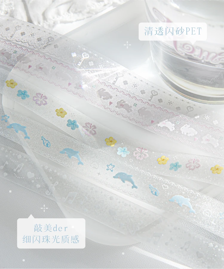 15mm X 2m PET Niedliches Glitzerband für DIY Scrapbooking Planer Tagebuch Ästhetisches Maskierband Schreibwaren Bürobedarf – Detail 3