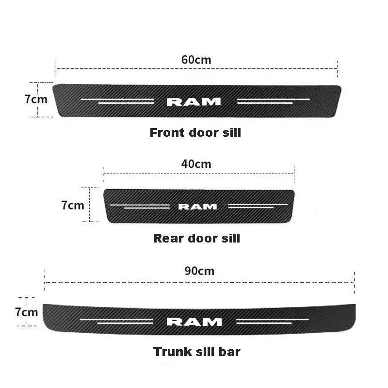 Carbon Fiber Car Stickers Door Sill Bumper Threshold Step Protector Guard Strip Sticker for Dodge Ram 1500 2500 3500 accessories