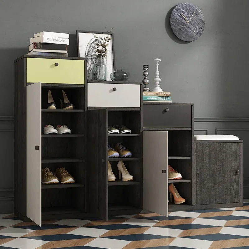 

#Nordic Style Home Furniture Living Room Indoor Shoe Changing Stool Design Large Storage Shoes Cabinet