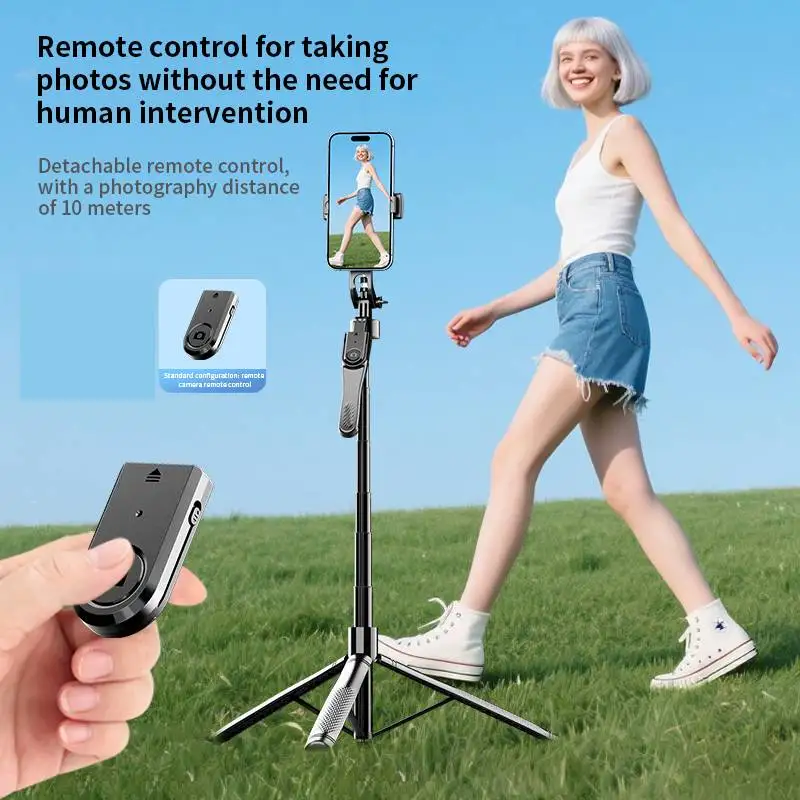 

Expandable 3-in-1 Selfie Stick Tripod With Detachable BT Wireless Remote for Smartphone 360° Rotation Shooting V-log Video Live