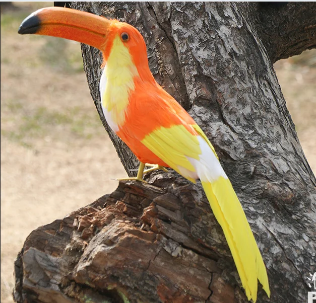 cute simulation toucan bird model foam&furs real life orange bird gift about 42cm xf0471