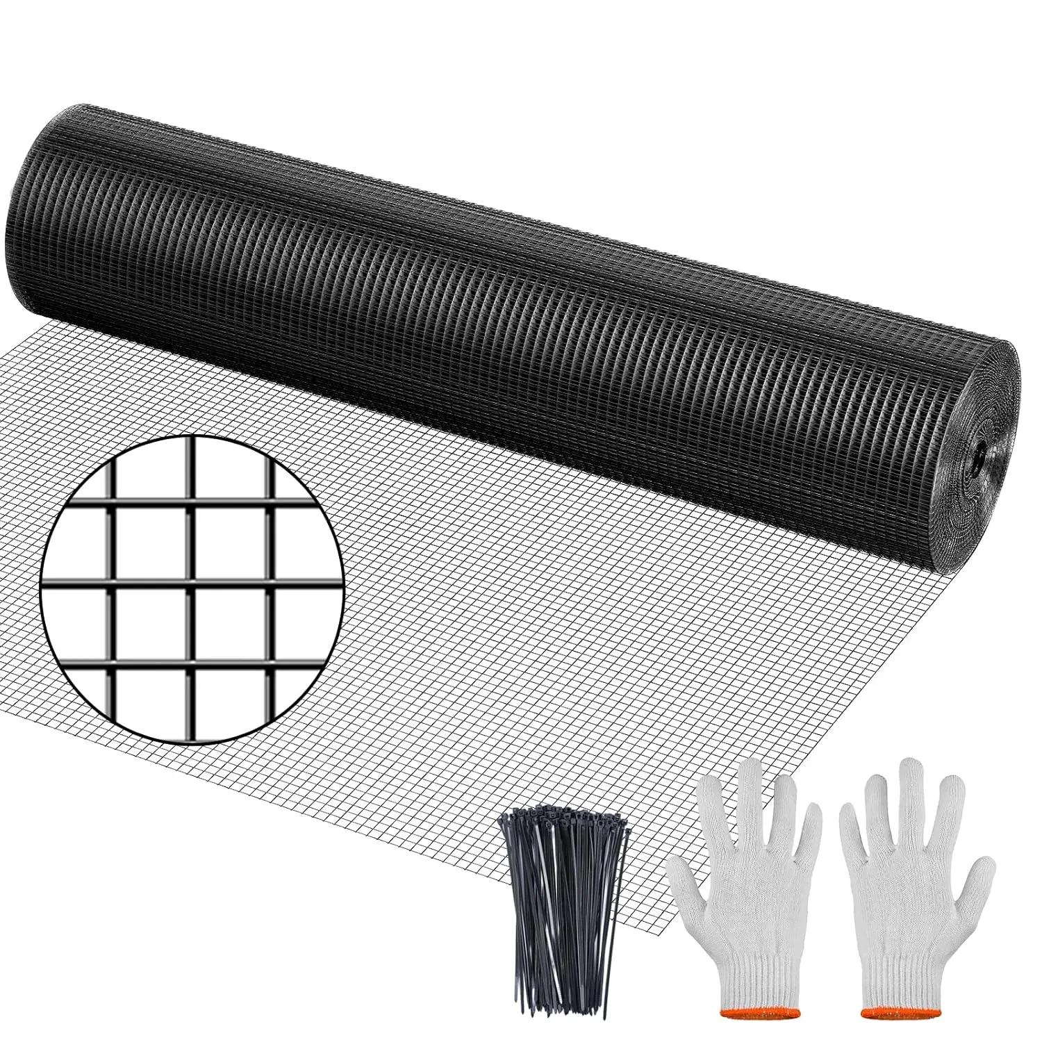 

Оцинкованная сетка для курятника 1/2 дюйма, 48 дюймов x 50 футов, рулон сварной сетки с черным виниловым покрытием для защиты сада от кроликов и змей