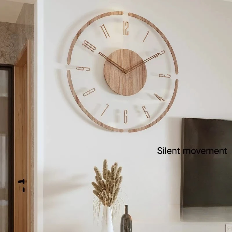 Unique Wooden Security Wall Clock Design Fashion Modern Decoration Wall Clock Digital Art Silent Horloge Murale Home Decor Items
