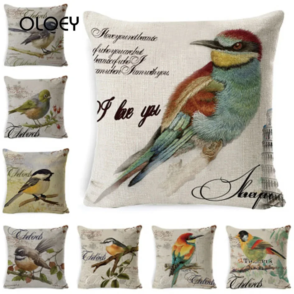 

Home Oil Painting Bird Pillow Pillowcase Home Decoration Car Seat Bedroom Hotel Bedding Decoration Pillow Soft and Comfortable .