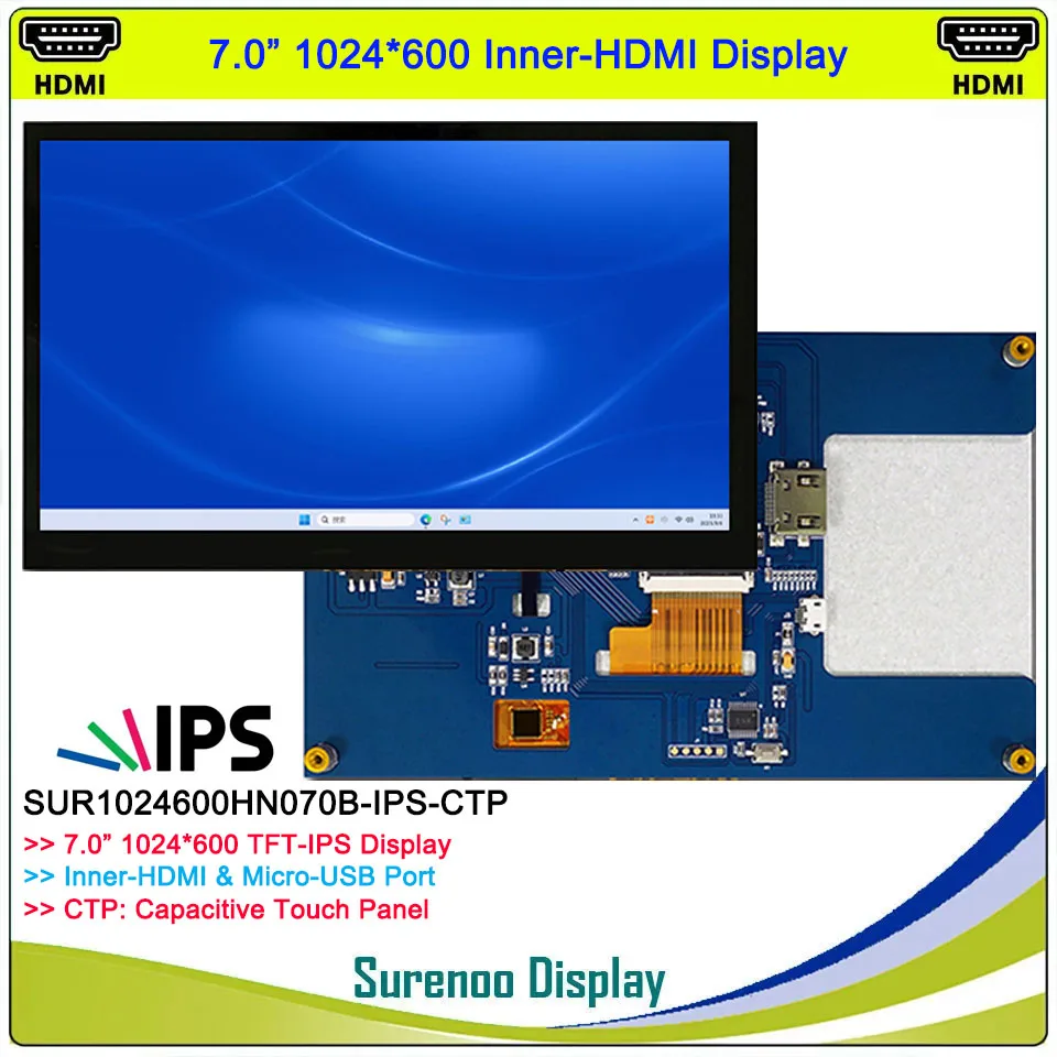 Layar Display Monitor Modul LCD TN 7.0 "7 Inci 1024*600 dengan Panel Sentuh Kapasitif USB untuk RaspBerry Pi