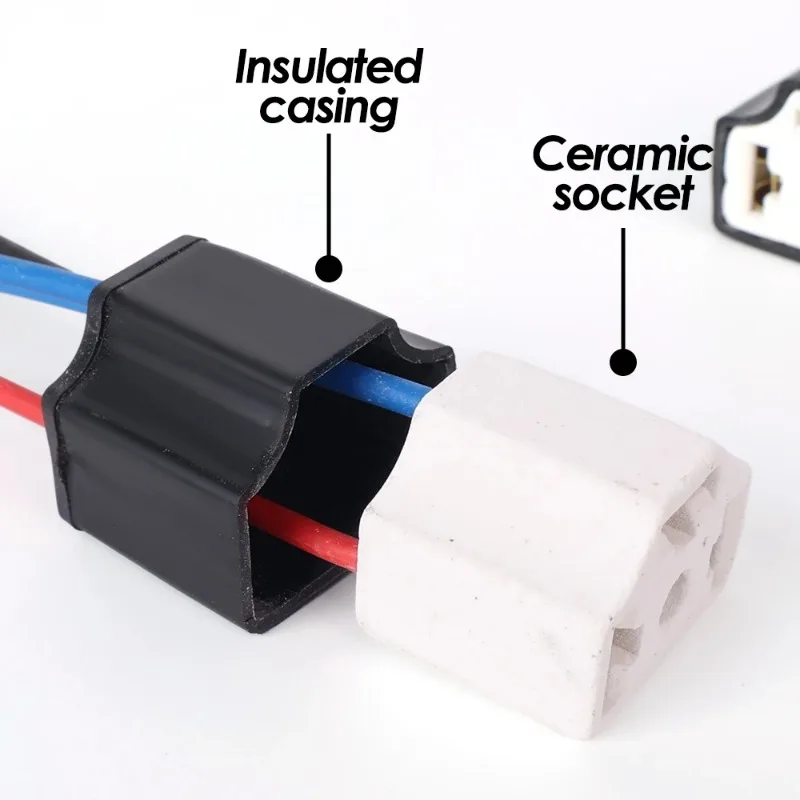 Fiação de arame cerâmico para farol do carro, feixe de tomada, acessórios de luz automática, lâmpada H4, 3-Hole, 2 PCs, 4 PCs, 6 PCs, 10PCs