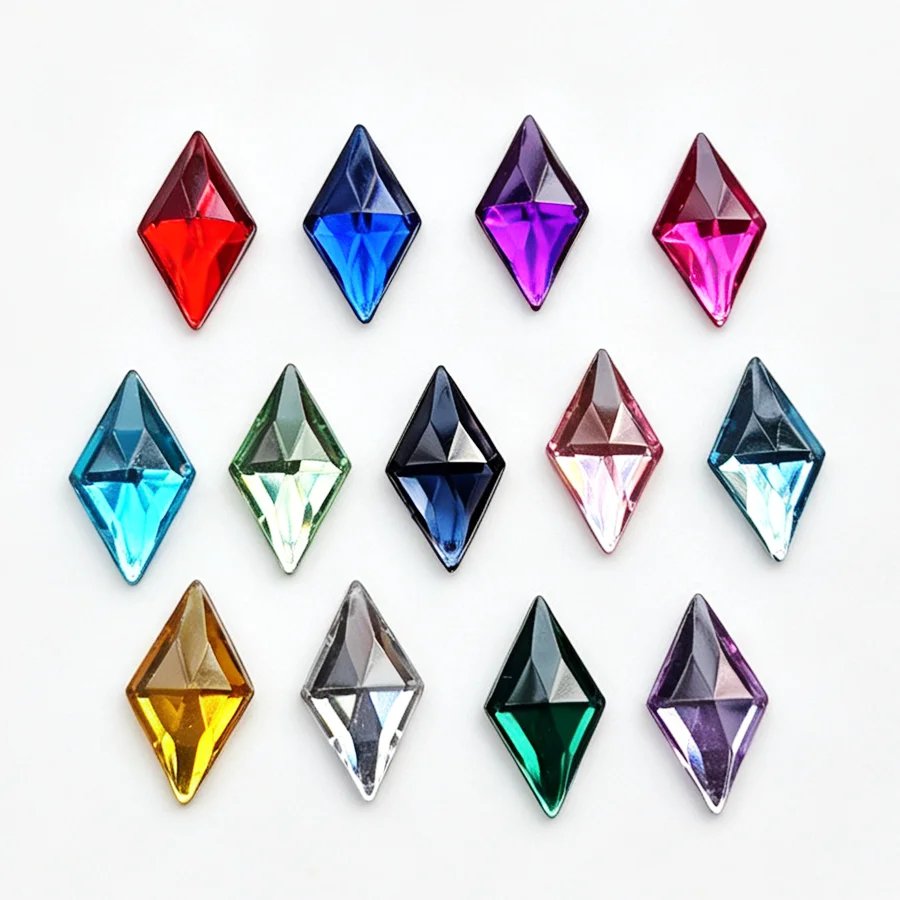 60 pieces of 11mm x 19mm diamond shaped acrylic rhinestone flat back scrapbook, used for jewelry making DIY charm decoration