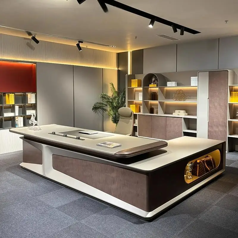 

Комбинация стола и стула для президентского офиса, легкая роскошная усовершенствованная металлическая живопись, генеральный менеджер