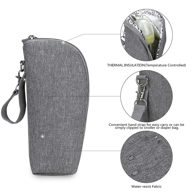 Insulated Baby Bottle Bag Aluminum Mold Portable Diaper Bag Stroller Hanging Storage for Cups Drinks Outing
