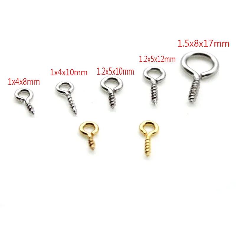 50PCS-100PCS Stainless Steel Small Eye Hooks Screw Eye Pins Screw Dricer Gold Plated Eye Pin Head Pins for DIY Jewelry Making