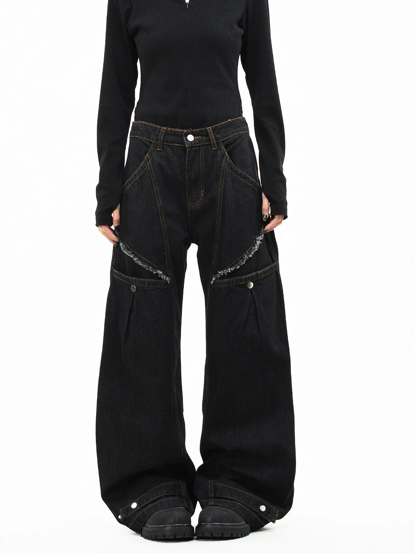 

Джинсы OV Original American Deconstructed Patchwork с эффектом потертости и рваными элементами, унисекс, уличный стиль, свободные, широкие штанины, рабочие, длинные брюки