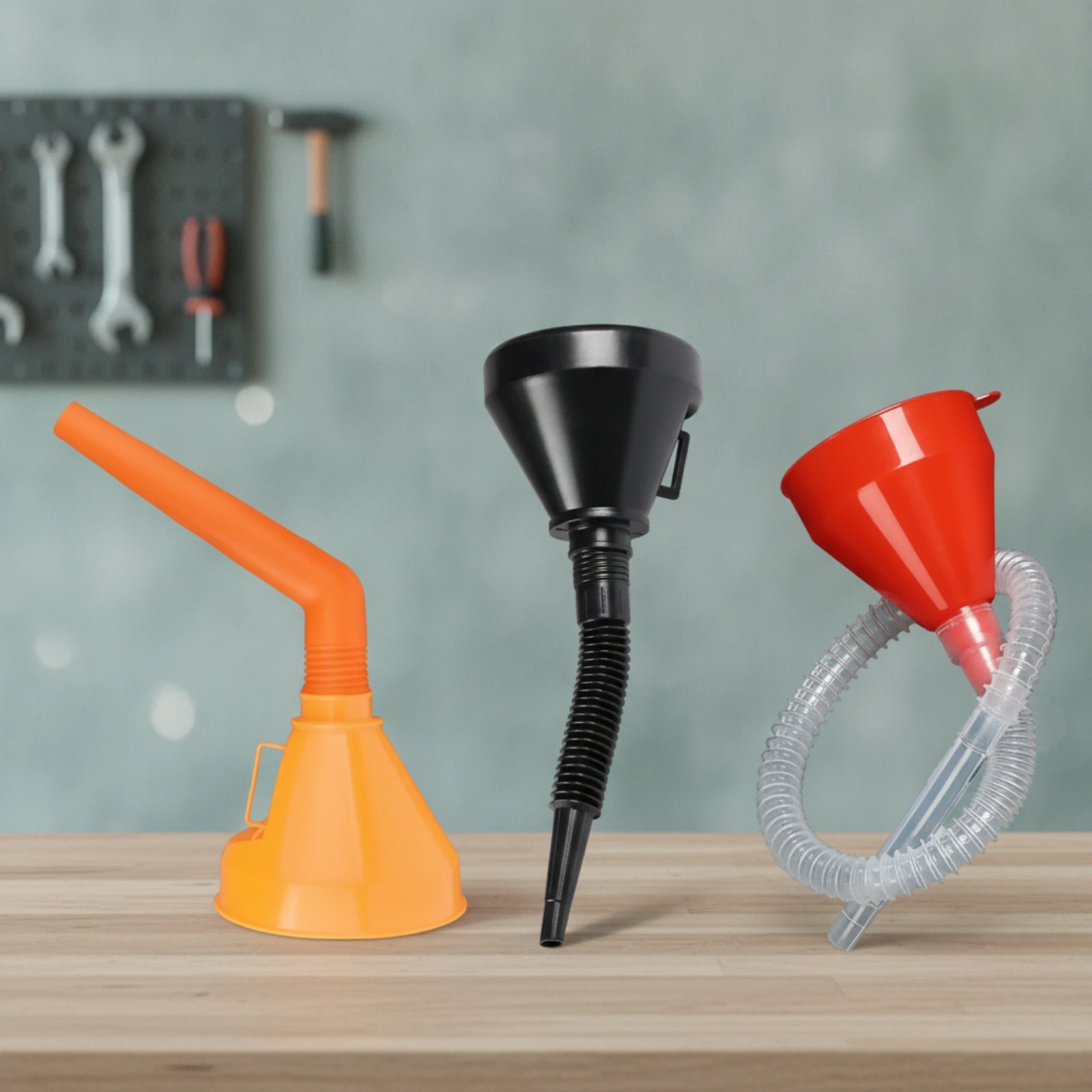 3 Pieces Plastic Funnel Set Rigid Refueling Funnel Funnels Wide-Mouth Space-Saving for DIYers, Garage