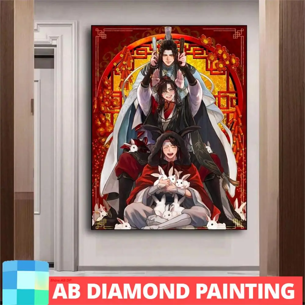 AB Master Of Demonic Dao 5D DIY Full Round Squarte Drill Diamond Painting Anime Portrait Kit Home Decoration Full Diamond Mosaic