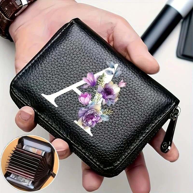 

Новый 9+2 белый цветок 26 букв красочный конверт-бумажник для кредитных карт с 11 слотами - многопозиционный держатель для карт для мужчин и женщин