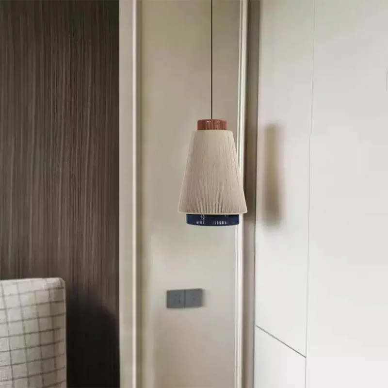 

SANDYHA японский тканый подвесной светильник из хлопковой веревки, уникальная люстра для гостиной, спальни, обеденного стола, освещение, домашний декор, натуральный