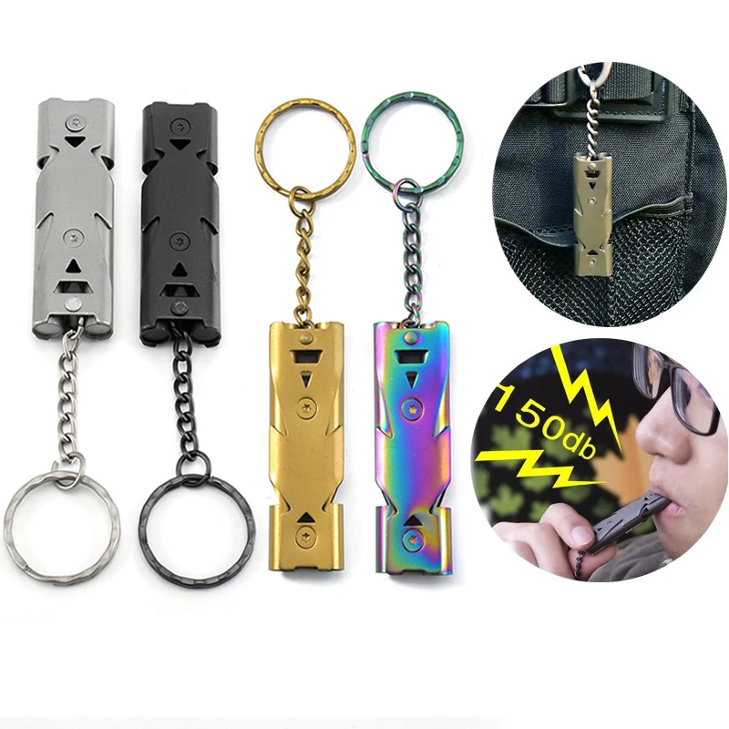 Double Pipe Whistle Pendant Keychain Portable Outdoor Survival Emergency SOS Whistle High Decibel Camping Multifunction Tools