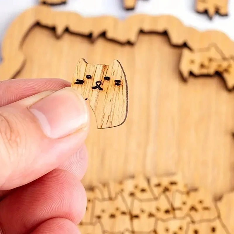 100 Cats Puzzle Unique Wooden Animal Shaped Jigsaws Challenging Family Activity For Adults And Kids Difficult Puzzle Toy Gift