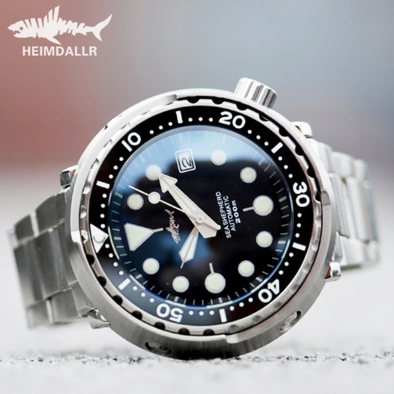 Heimdallr 47mm Tuna Steel Diver Watch Automatic NH35 Sapphire Crystal Mechanical Wristwatch C3 Super Luminous Men's Diving Watch