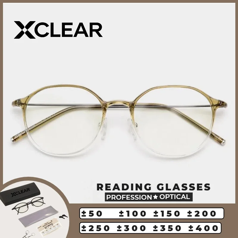 

XCLEAR Optical Anti Blue Ray Myopia Progressive Prescription Eyeglasses Men Round Metal Frame Ultralight Anti Glare HD