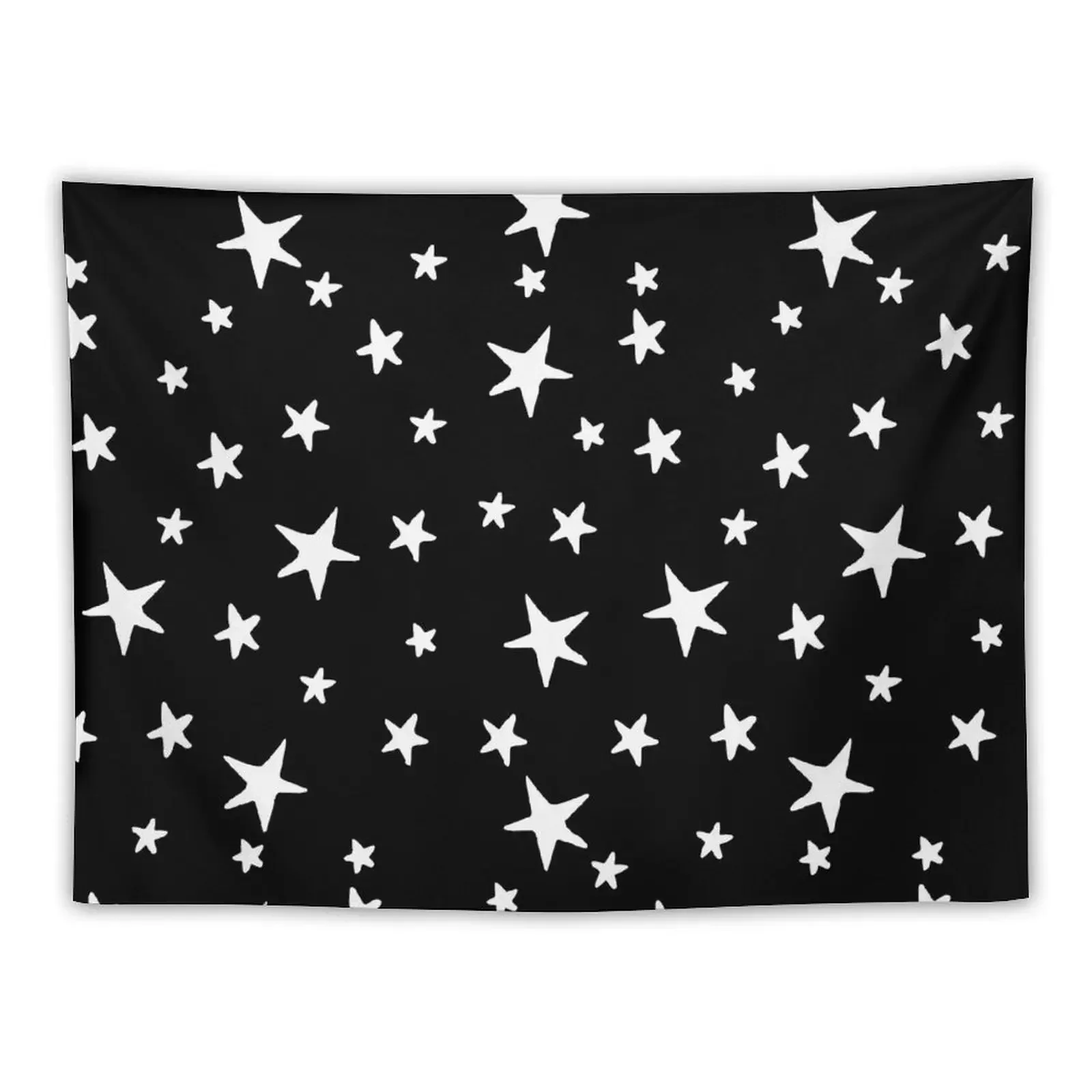 Stars - White on Black Tapestry Things To The Room Tapete For The Wall Tapestry