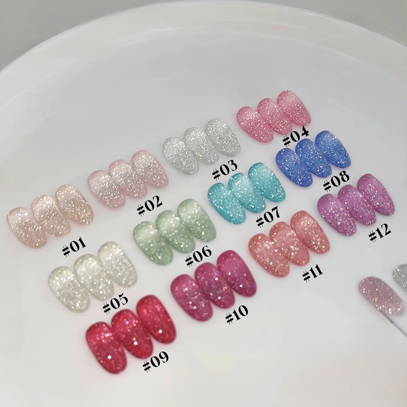 MIANEL 12ML 1-12pcs ฤดูร้อนเล็บน่ารักสไตล์ Broken Star Stone Glitter เจลเล็บ 2025 ใหม่แฟลชหักเพชรเล็บ