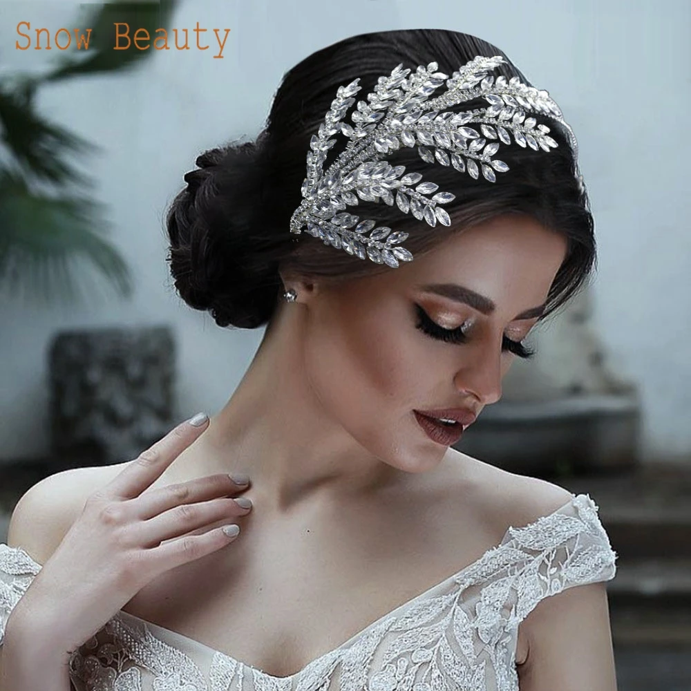 DZ019 الفضة الزفاف Headbands اليدوية كريستال العروس تيجان حجر الراين حزب الشعر مجوهرات اكسسوارات اليدوية النساء رئيس هوب