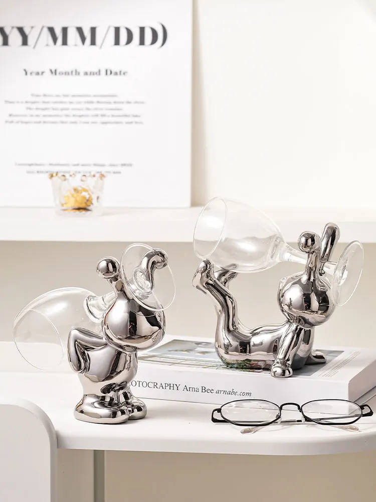 Creative Rabbit Wine Glass Rack Living Room Wine Cabinet Goblet Rack Inverted Display Light Luxury Wine Rack Ornament shelf
