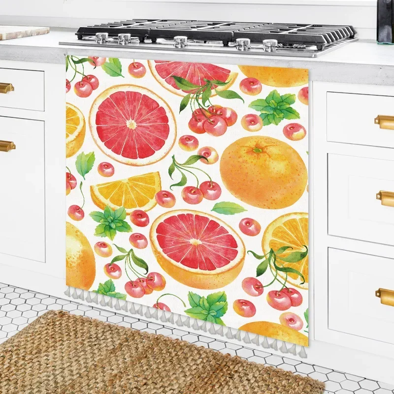 Fresh Fruits Peach Lemon Cabinet Dust Cover Short Curtain Half-curtain Kitchen Storage Shoe Shelf Wardrobe Window Decor Curtains