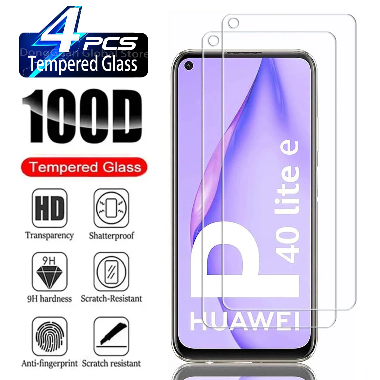 

For Huawei P40 Lite,HD Tempered Glass Screen Protector 2/4Pcs 9H