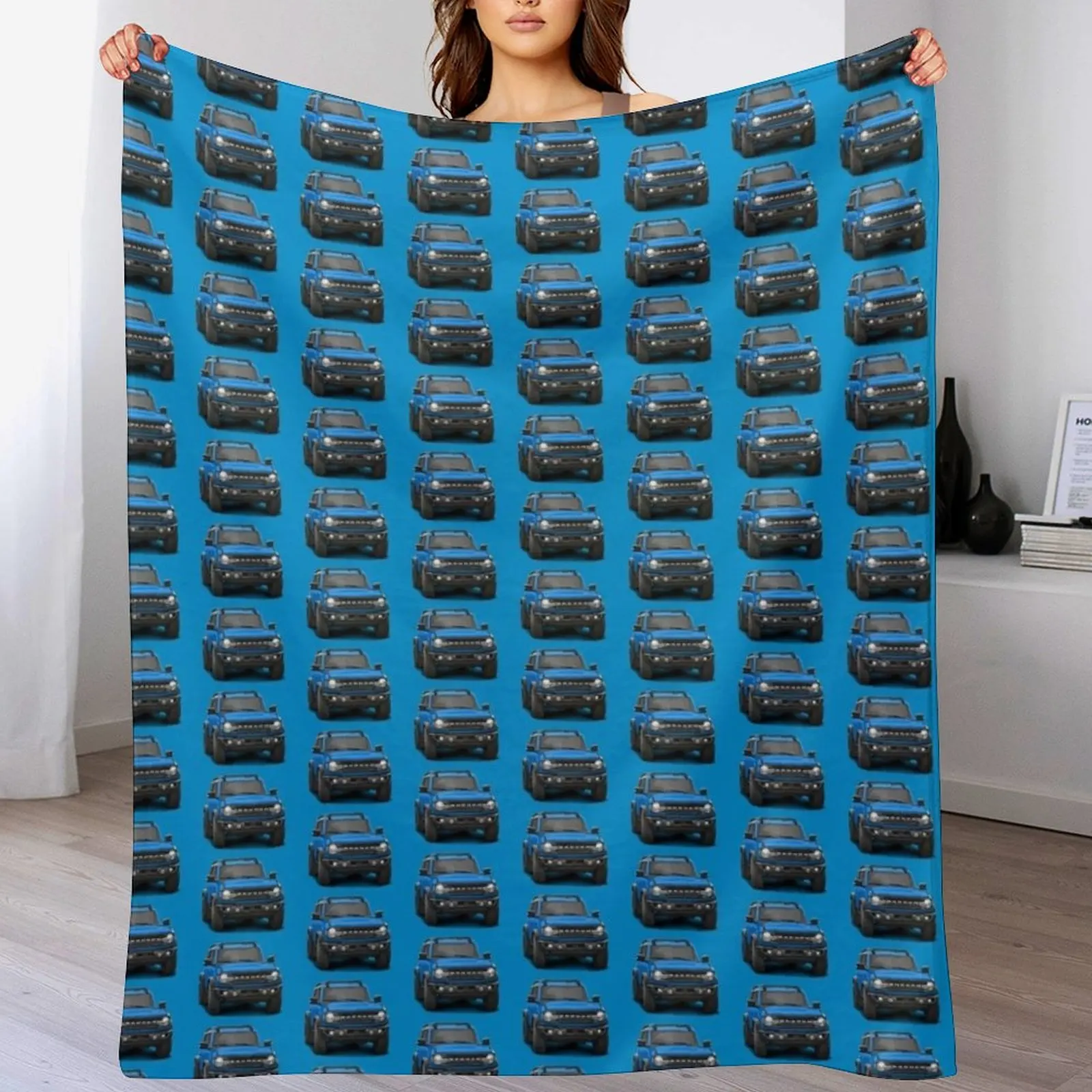 

Ford Bronco - Velocity Blue Throw Blanket Decorative Beds wednesday Blankets