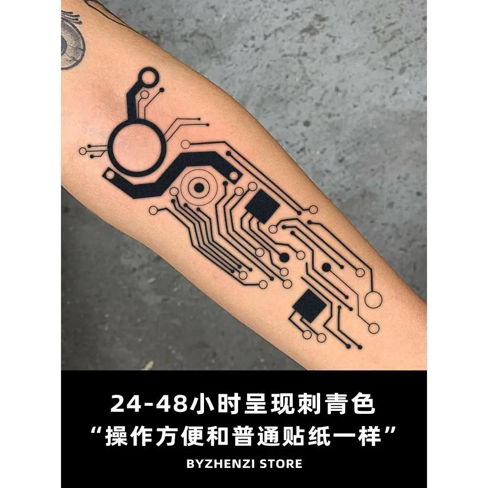 Placa de circuito de tatuaje temporal de cuerpo humano, Robot Punk mecánico, pegatinas de tatuaje de jugo de hierbas, pegatinas impermeables, arte de tatuaje de brazo