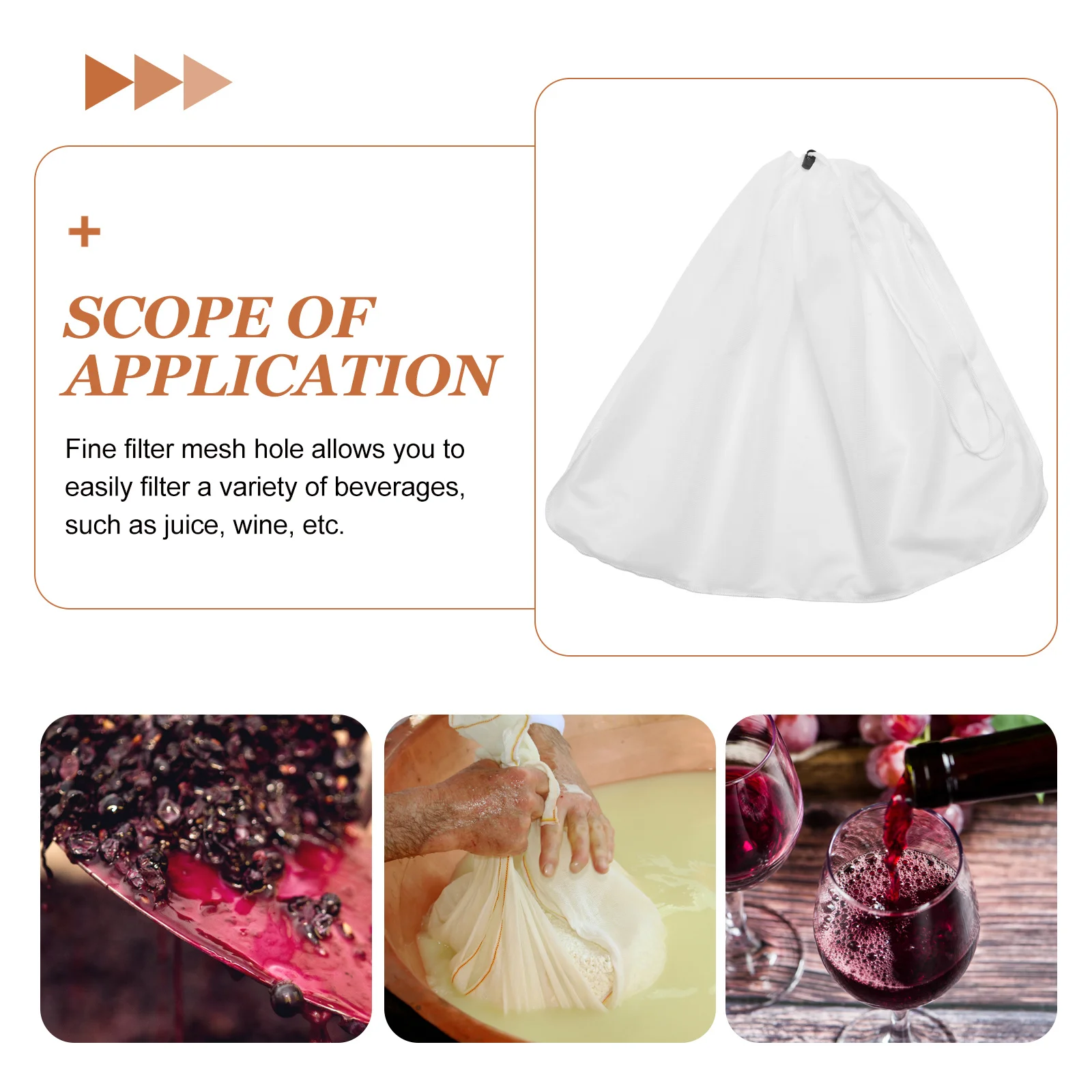 

Reusable Large Juice Brew Filter Bag Polyester Mesh Drawstring Wine Brewing Straining Filter Bags Straining Bag