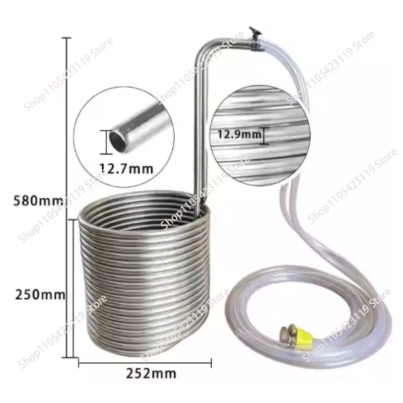 304 Stainless Steel Beer Cooling Coil Quick Cooling Home Brewing Accessory 12.7x0.7mm