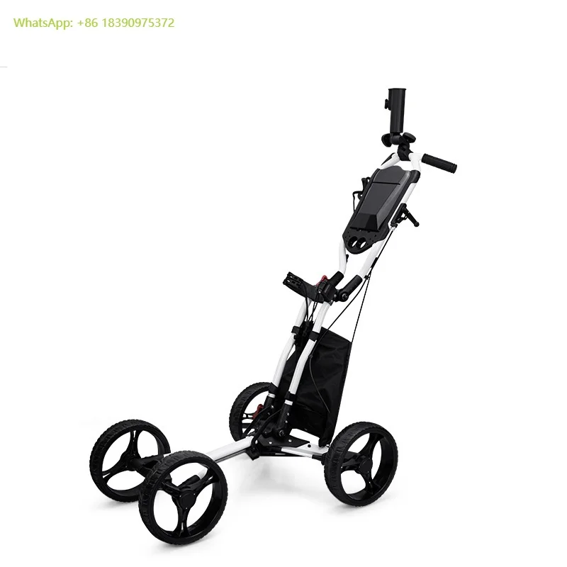 

Outdoor Folding Golf Push Trolleys 4 Wheel with Manual Brake Golf Trolley Lightweight Quick Open Golf Buggy Push