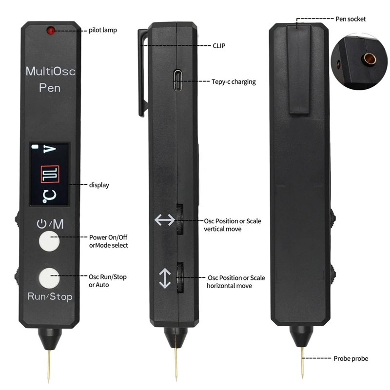Multi OSC Pen High Precision Oscilloscope Tester Thermal Imager Resistor Diode Voltage Detection Pen