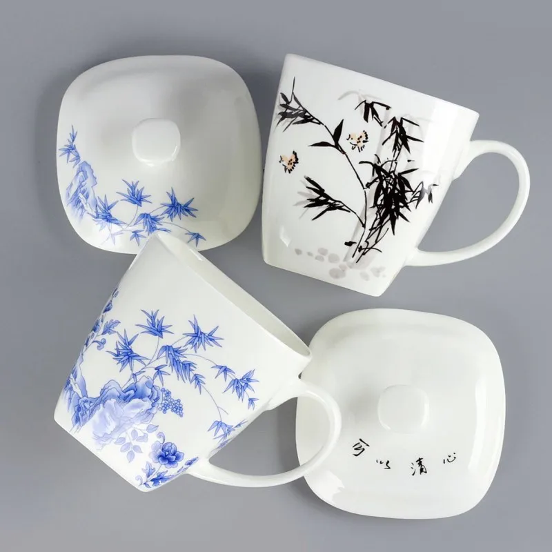 Taza de té creativa de porcelana fina de 500 ml, diseño de bambú, taza de café de cerámica, taza de café Nespresso Zakka de porcelana, regalo