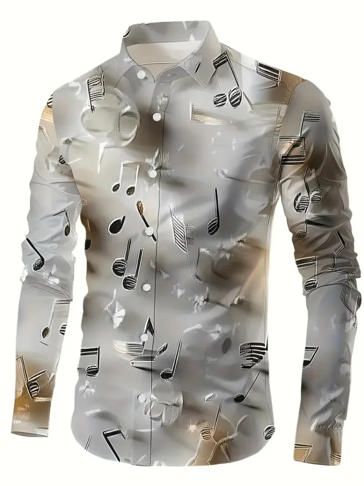 2025 ใหม่ผู้ชายGold Chainพิมพ์เสื้อลําลองสไตล์หัวเข็มขัดแขนยาวฤดูใบไม้ผลิเสื้อLapelหรูหราแฟชั่นแขนยาวShi