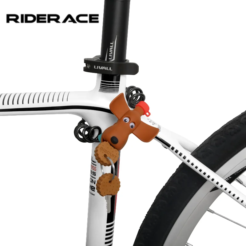 RIDERACE Fahrradschloss, Diebstahlsicher, Tragbar, Stahlring, Kreatives Kekshund-Design, Fahrradschloss für Mountainbike und Rennrad, Fahrradausrüstung