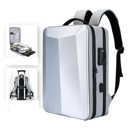 Men's Fashion Large Capacity Backpack Travel Lightweight Breathable PC Hard Shell Backpack Business Waterproof Computer Bag