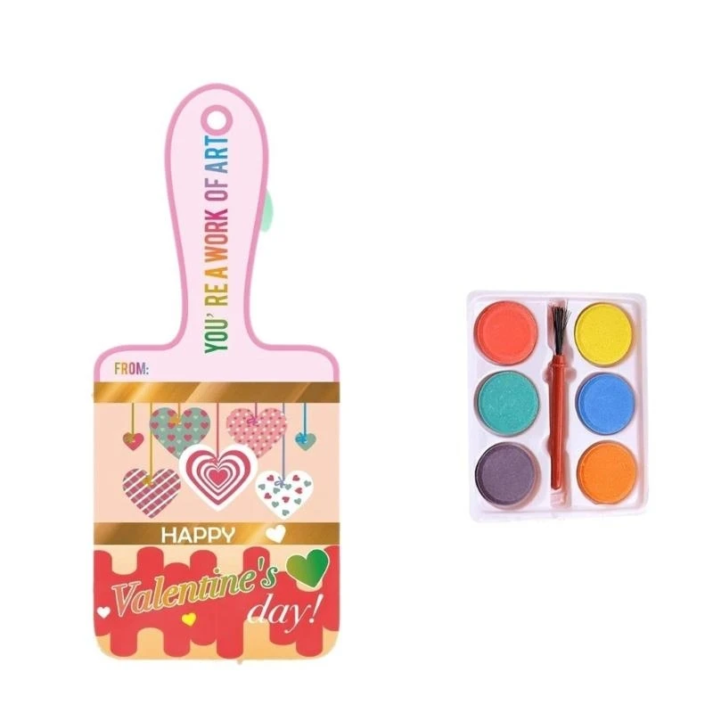

Valentines Day Watercolor Set Washable Paints Paint Brush and Valentines Card For School Art Project Classroom Exchange