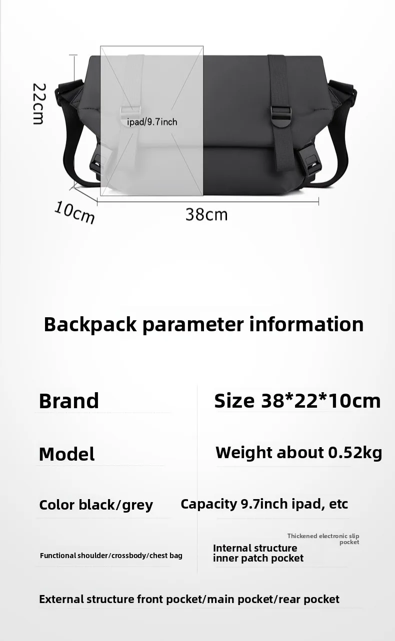 New Men's Single-shoulder Bag, Simple and Casual Crossbody Bag, Outdoor Sports Bag, Multi-functional Large-capacity Crossbodybag