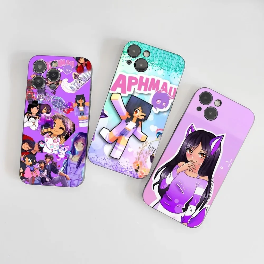 1pc Aphmau Meow Anime Cats Phone Case Silicone Soft For IPhone 16 15 14 13 12 11 Plus Pro Max Plus