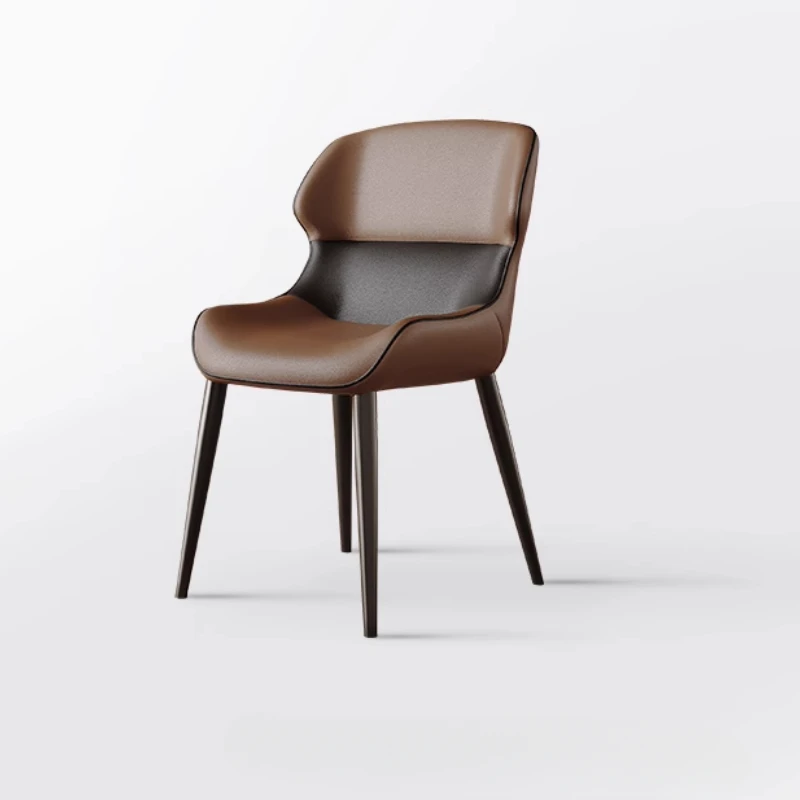 

Italian Minimalist Nordic Chair Modern Minimalist Home Leather Dining Chair High Quality Splicing Colors