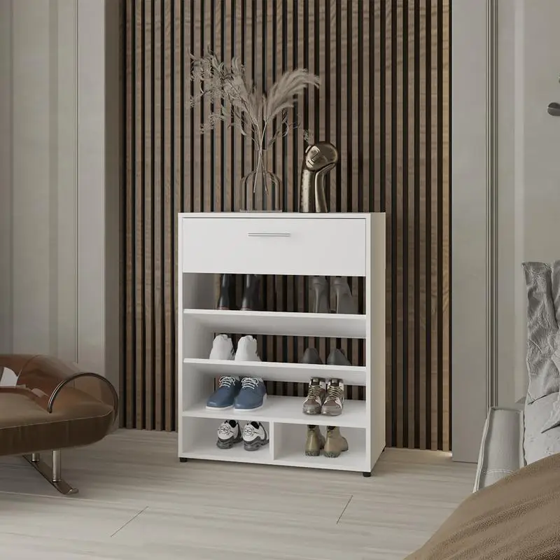 

Shoe Organizer for Living Room, White Storage Solution, Space-Saving Design, Stylish and Functional, Maximize Your Space with