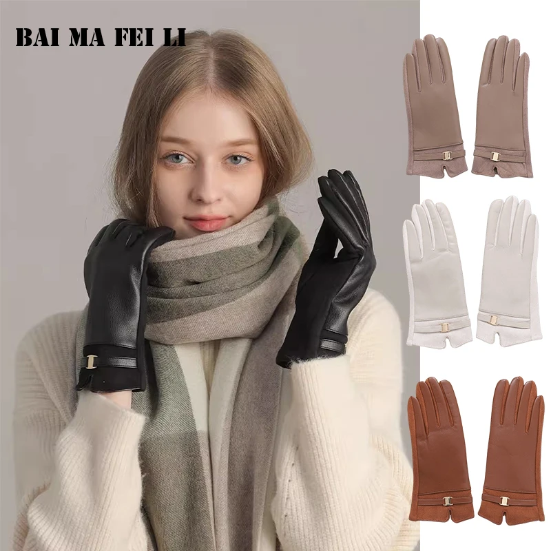 Modische Winterhandschuhe für Damen, warm gefüttert, für den Außenbereich, winddicht, warm, zum Fahren, Ski, Schnee, Radfahren, Laufen, Kleid, warme Handschuhe