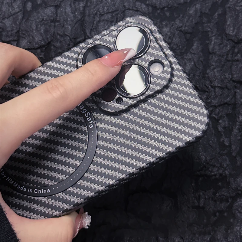 For Magsafe Magnetic Wireless Charging Carbon Fiber Texture Phone Case For iPhone 16 Pro Max 14 11 12 13 15 Pro Max Back Cover