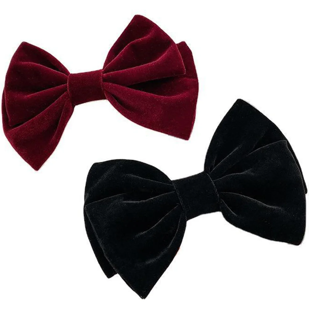 

2 Pcs Retro Hair Clips Lightweight Non Slip Spring Barrettes for Women Girls Black Bows Fine Hair Accessories Ponytail Clip