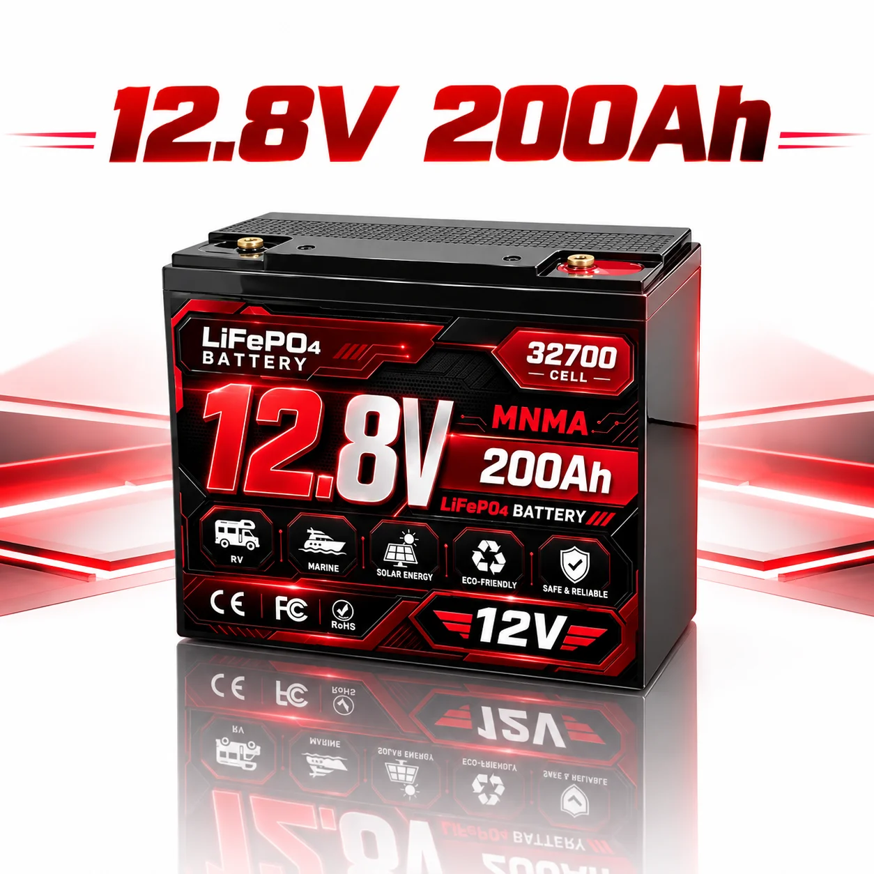 LiFePO4 12.8V 200Ah lithium battery 180Ah/200Ah/220Ah 100ABMS for fish exploration and discussion of ship solar energy storage