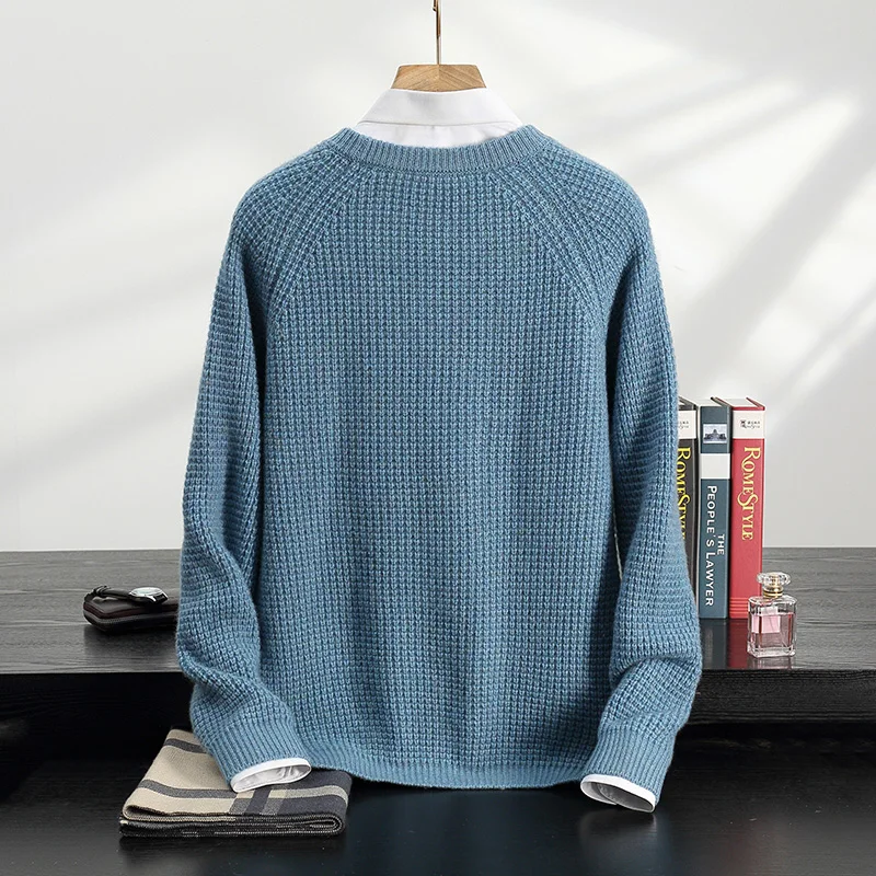 

Autumn/Winter New 100% Cashmere Sweater Men's Round Neck Thick Knitted Pullover- Casual Soft Jumper Luxury Warm Men's Clothing