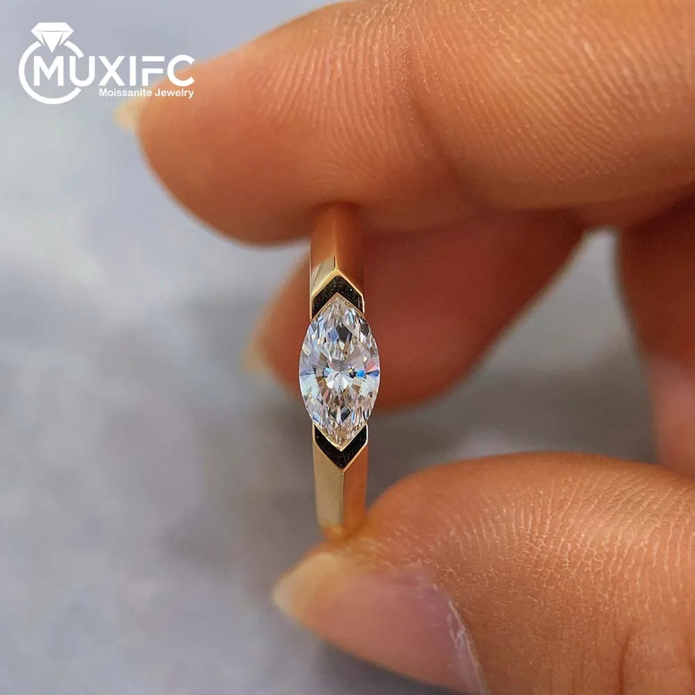 

1 Carat Marquise Cut Moissanite Wedding Ring for Women 925 Sterling Silver D Color Lab Diamond Engagement Band GRA Certified